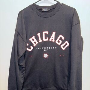 Boohoo Black Chicago University Crewneck Sweater